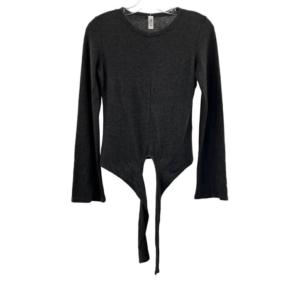 Jolie Women's Long Sleeve Tie Front Top Gray Size Small